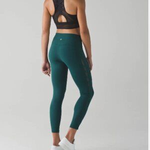 Lululemon Mid Rise 23" Eyelet Detailing/Design Leggings - Size 6 in Dark Teal
